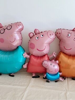 Peppa Pig Pink Teal Orange Foil Character Balloons